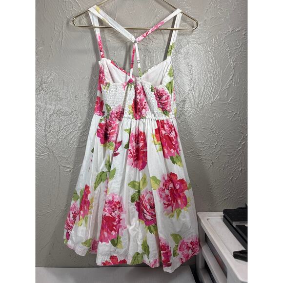 Abercrombie & Fitch A&F Strappy Sun Dress White Pink Floral Smocked Size Medium - Picture 2 of 6